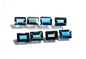 Piedra preciosa de Topacio Azul de Londres genuina 7x5mm forma Rectangular gemas de topacio facetadas sueltas Londres azul Topacio piedra preciosa de corte Esmeralda - Product Image 3