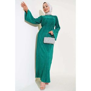 Robe décontractée plissée brillante verte - Product Image 2
