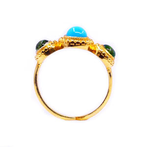 Fashionable 925 Sterling Silver Gold Plated Jewelry Turquoise Emerald Gemstone Women Wear <b>Ring</b> - Product Image 3