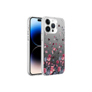 Coque arrière de protection en silicone Netzy Premium pour iPhone 14 Pro, motif floral SAFA, étui rigide argenté anti-traces de doigts Promax XR - Product Image 1