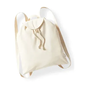 Westford Mill Organic Eco-Friendly Cotton Promotional <b>Backpack</b> with <b>Drawstring</b> Closure for Carrying Ecological Gadgets - Product Image 3