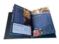 Porte-menu en cuir PU sur mesure, format A4, pour hôtel et restaurant, avec clip, logo en acrylique, design moderne, couleur personnalisée, certifié ISO9001
