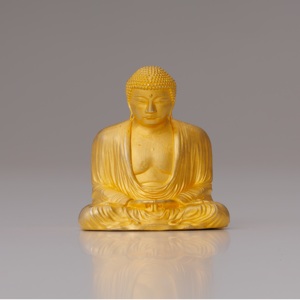 Statue de Bouddha Kamakura miniature PLACHINO en or pur certifié par la Monnaie japonaise, pièce de collection pour la décoration intérieure, vente en gros - Product Image 1