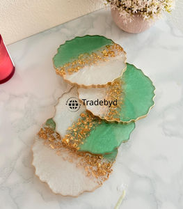 Ensemble de sous-verres en résine de luxe faits à la main 4x4 pouces carrés Couleurs et logo personnalisables pour les hôtels et les restaurants - Tradebyd - Product Image 2