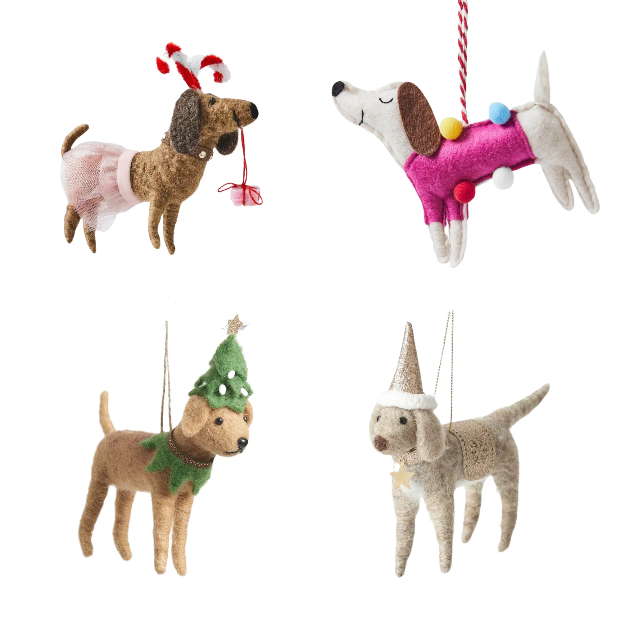 In Stock Modern European Wool Felt Dog Ornament Christmas Decoration Party Holiday Gift Home Nordic Decor Handmade