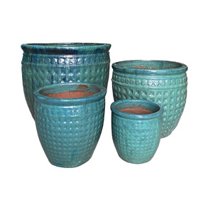 Juego de macetas y jardineras de cerámica esmaltada para exteriores grandes de fuego alto para decoración de jardín y hogar, maceta de arcilla oscura - Product Image 3