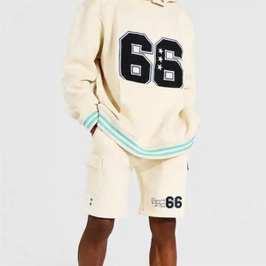 ชุดเซ็ตเสื้อฮู้ดดี้และกางเกงขาสั้นลายกราฟิก รุ่น 66 สไตล์ยูนิเซ็กซ์ ผ้าฟลีซ ชุดลำลองแนวสตรีทแวร์ ชุดสองชิ้นเข้าชุด - Product Image 3