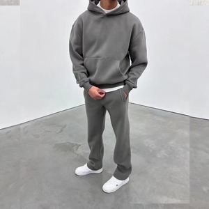 Survêtement respirant à broderie personnalisée en gros pour hommes et femmes avec logo à l'avant 100% coton Costume de survêtement d'hiver léger - Product Image 3