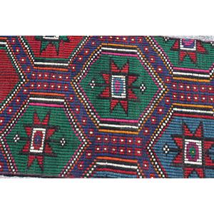 Tapis turc, petit tapis vintage 2,1x3,7 pieds, tapis Kilim patchwork rouge et bleu - Product Image 5