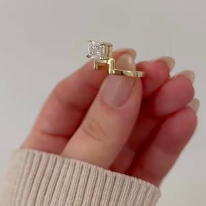Solitaire 14K bague de fiançailles en or massif taille émeraude diamant cultivé en laboratoire Unique bijoux fins pour la journée de la femme idée cadeau spéciale - Product Image 6