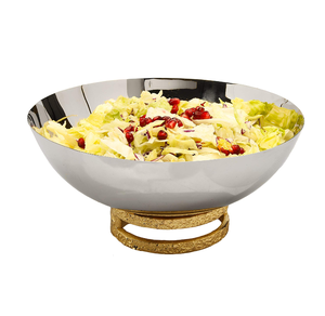 Stainless <b>Steel</b> <b>Bowl</b> Brass Base Design Fruit <b>Bowl</b> Decorative Designed Wedding Decorative Item - Product Image 1