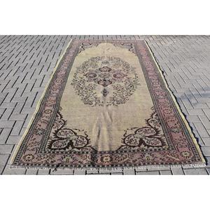 พรมวินเทจขนาด 5.6x9.3 ฟุต พรมตุรกีขนาดใหญ่ พรมลายทางสีน้ำตาลเบจ - Product Image 1