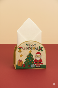 Collection de table de Noël artisanale, ornée de perles, de luxe, avec des supports de serviettes en forme de sapin de Noël brodés, haut de gamme, festif - Product Image 2