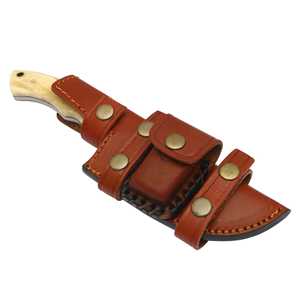 Couteau multifonctionnel à lame fixe Damas Tracker Outil d'extérieur avec gaine en cuir et poignée confortable - Product Image 4