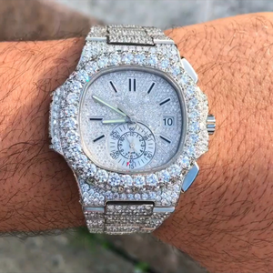 Montre en acier inoxydable de haute qualité avec moissanite incrustée, bracelet de 20 mm pour hommes et unisexe, meilleur prix de gros pour les bijoux - Product Image 1