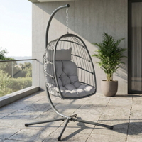 Patio Jardin Siège Unique Oeuf Chaise Extérieure Rotin Balançoire Chaise Suspendue Avec Support Oeuf Chaise