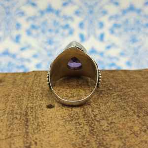 Bague bohème en argent 925 avec pierre précieuse améthyste facettée pour femmes, bague en argent sterling 925 faite à la main, bague en argent massif avec pierre précieuse améthyste - Product Image 3