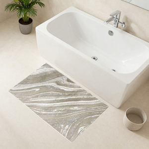 Alfombra de Baño Rectangular Anathi de 70x120cm, Color Crudo/Beige/Polvo, de Algodón Reciclado con Patrón Abstracto Jacquard, Estilo Moderno - Product Image 1