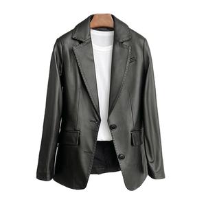 Chaqueta de Invierno para Mujer al por Mayor, Estilo Juvenil y Ejecutivo, Piel de Oveja Auténtica de Alta Calidad, Blazer Clásico de Cuero con 2 Botones - Product Image 3