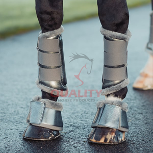 Botas de campana de caballo personalizadas impermeables de cuero PU exterior duradero absorción de impacto forro de poliéster de peluche suave para entrenamiento y equitación - Product Image 5
