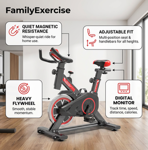 Bicicleta de Spinning Profesional 2026 Lista para Enviar con Resistencia Silenciosa de Correa Magnética y Monitor <span class=keywords><strong>Digital</strong></span> para Gimnasio en Casa y Fitness - Product Image 4