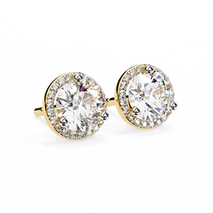 Pendientes de Diamantes Cultivados en Laboratorio con Certificado IGI, CVD HPHT, 2ct, D VS1, Corte Brillante Redondo, Chapados en Oro de 18K, Unisex - Product Image 1