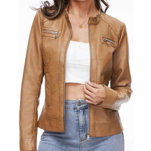 Venta caliente Ropa de mujer Chaqueta de cuero Nueva moda Mujer Chaqueta de cuero a prueba de viento - Product Image 1