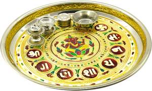 Plato Thali Indio de Cobre Sólido Ecológico al por Mayor, Plato de Bienvenida para Bodas, Regalo Festivo, Artículo de Pooja, Regalo de Inauguración de Casa, 100 Piezas - Product Image 2