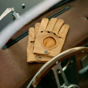 Gants de conduite en cuir véritable de haute qualité, durables et confortables, antidérapants avec logo personnalisé - Product Image 3