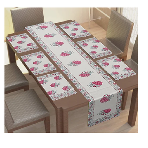 Rose Printed wedding party luxury beautiful 100% Organic Cotton GOTS Certificate modern <b>dining</b> <b>table</b> <b>runner</b> with mat for Hotels - Product Image 1