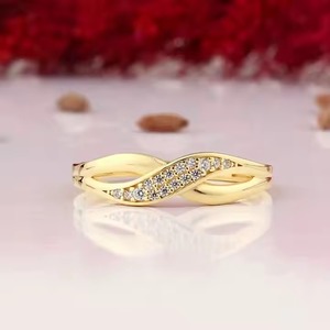 14K Or Massif Infinity Dainty Anneau Rond Lab Grown Diamond Infinity Minimalist Ring Mothers Day Gift Valentines Day Gift - Product Image 1