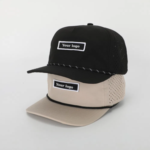 หมวกกอล์ฟตกแต่งด้วยเลเซอร์มีรูปักลายเชือกพลาสติกโลโก้แบบมีรูกันน้ำได้5แผง - Product Image 1