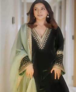 Ensembles Kurta élégants traditionnels pour femmes filles vêtements indiens pakistanais coton Anarkali haut bas cousu - Product Image 2