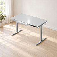 Bureau debout réglable en métal à moteur unique avec commandes frontales et tiroir pour bureaux à domicile et postes de travail informatiques