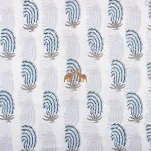 New Arrival Lightweight Blue Floral Hand Block Print Fabric Pure Cotton Soft Material for <b>Women</b> Dresses and Shirts - Product Image 5