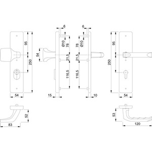 HOPPE Schutzgarnitur London 61G/2222ZA/2210/113 Aluminium F1 72 mm 37-47 mm <b>Storage</b> <b>Lockers</b> for 37-47 mm Door Thickness - Product Image 3