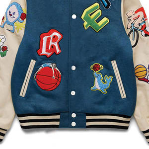 Chaqueta universitaria de alta calidad para hombre, lona personalizable, bordado de chenilla, Mangas de cuero, estilo Letterman de béisbol - Product Image 4