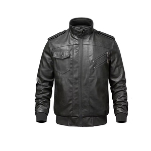 Vente en gros Vestes d'aviateur en satin de luxe pour hommes en peau de mouton noire avec nouveau design personnalisé et logo avant à motif de camouflage - Product Image 2