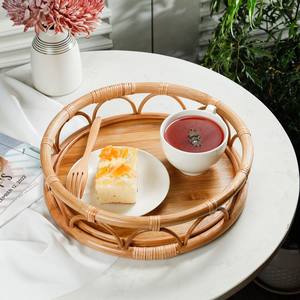 Plateau de service en rotin rond fait à la main avec fond en bambou écologique Produit à forte demande du Vietnam - Product Image 5