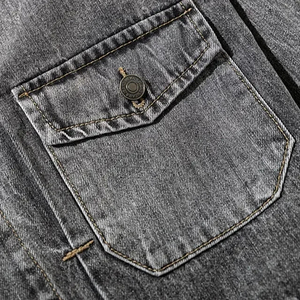 Veste en jean denim OEM pour hommes Vêtements d'extérieur décontractés Veste d'automne Manteau boutonné en jean Veste en jean oversize pour hommes - Product Image 5