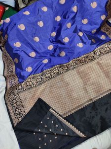 Saris en soie brocart noir et or sur mesure en soie pure 100% idéal pour les créateurs de vêtements et les boutiques - Product Image 2