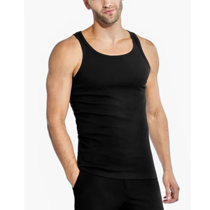 Classic <b>Men</b> Knitted Ribbed Tank Top <b>Muscle</b> <b>Fit</b> Sleeveless Gym Training Undershirt Breathable Bodybuilding Fitness Workout <b>Vest</b> - Product Image 1