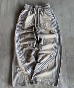 Pantalon large personnalisé de haute qualité, 100% coton, pour hommes, style streetwear, avec strass, coupe ample, pantalon décontracté pour hommes - Product Image 6