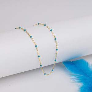 Turquoise Color Enamel Design Gold Plated Rhodium Plated Chain <b>Necklace</b> <b>Handmade</b> Wholesale Turkish 925 Sterling <b>Silver</b> Jewelry - Product Image 6