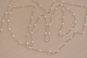 Cadena de Rosario con Cuentas Grises de 3mm y Perlas Blancas, Cadena de Alambre de Latón Chapado en Oro, por Metro, para Fabricación de Joyería DIY - Product Image 5