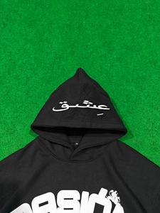 Sweat à capuche en molleton de coton épais personnalisé, logo imprimé en relief, étiquette tissée sur les manches, sweat à capuche imprimé en relief lourd - Product Image 5