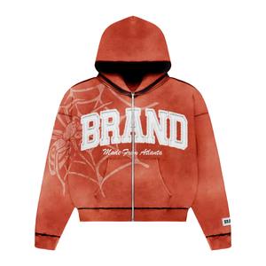 Sweat à capuche en coton coquille souple surdimensionné et personnalisable pour hommes ensemble de pantalons baggy fermeture éclair survêtements grande taille pour l'hiver - Product Image 5