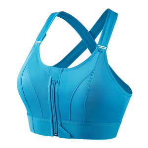 Sous-vêtement sans fil à impact élevé pour femmes rembourré Gym adulte soutien-gorge de sport de haute qualité croix dos avant fermeture éclair Yoga soutien-gorge Style Simple - Product Image 4