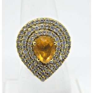 Handmade 925 Sterling Silver Natural Citrine <b>Ring</b> Pear Multi-Stone Designer <b>Ring</b> for Birthday Gift for <b>Friends</b> R0318-GS - Product Image 1