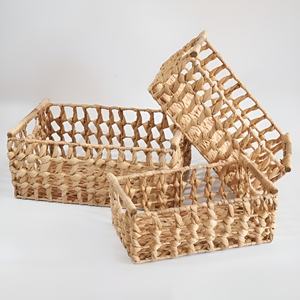 Hermosa cesta de jacinto de agua con borde festoneado, tamaño pequeño, cestas artesanales para organizar joyas - Product Image 5